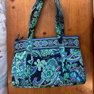 Vera Bradley Blue and Green Quilted Shoulder Bag